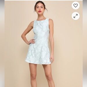 Lulu's Exquisite Moments light blue jacquard Sheath Mini Dress